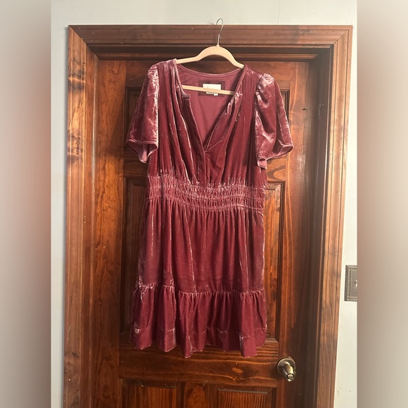 Anthropologie Deep Pink/Purple Velvet Dress - Picture 1 of 5